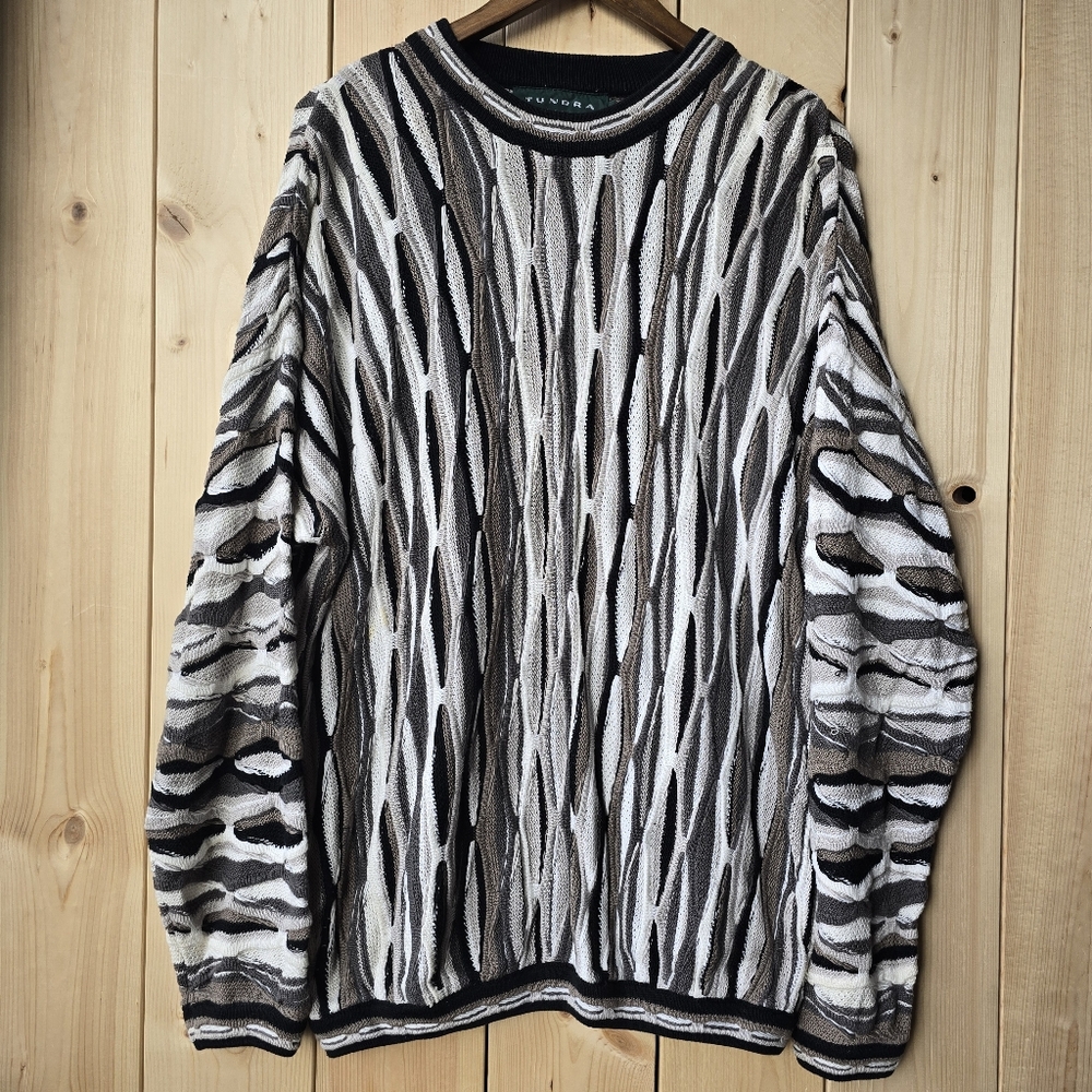 Vintage Tundra Canada Coogi 3D Knit Sweater Mens Large